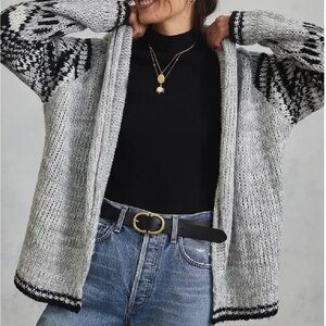 Anthropologie Freesia Grey Motif Cardigan